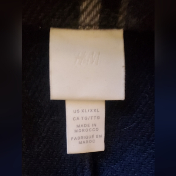 H&M Wool Blend Plaid Fringed Shacket Jacket Manteco Woven In Italy Collection XL - Picture 11 of 12